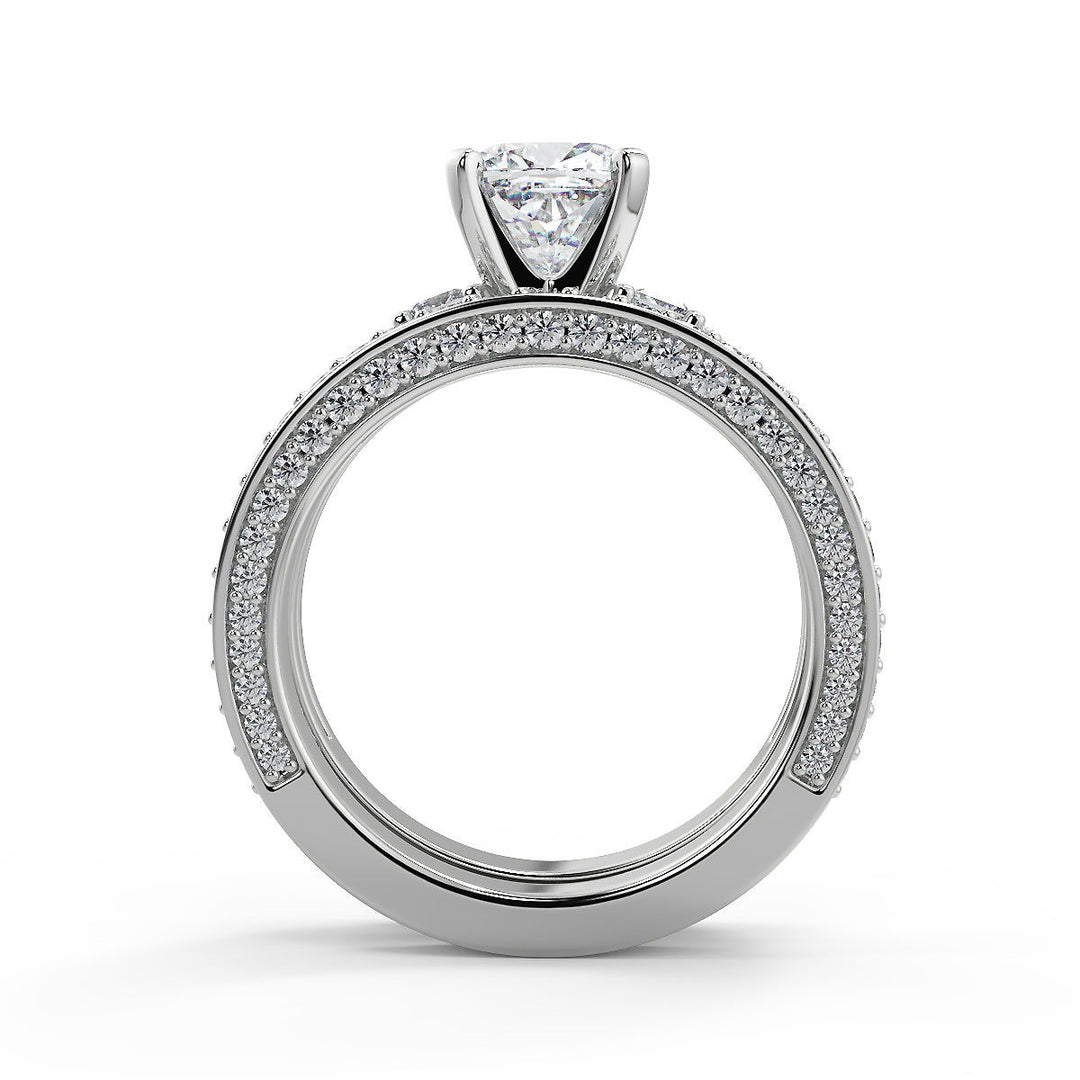 Karissa Bar Set 3 Sided Pave Cushion Cut Diamond Engagement Ring - Nivetta