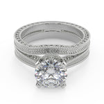 Load image into Gallery viewer, Karla Hand Engraved 4 Prong Milgrain Solitaire Round Cut Diamond Engagement Ring - Nivetta