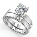Load image into Gallery viewer, Karlee Hand Carved Milgrain Solitaire Cushion Cut Diamond Engagement Ring - Nivetta
