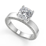 Load image into Gallery viewer, Karlee Hand Carved Milgrain Solitaire Cushion Cut Diamond Engagement Ring - Nivetta
