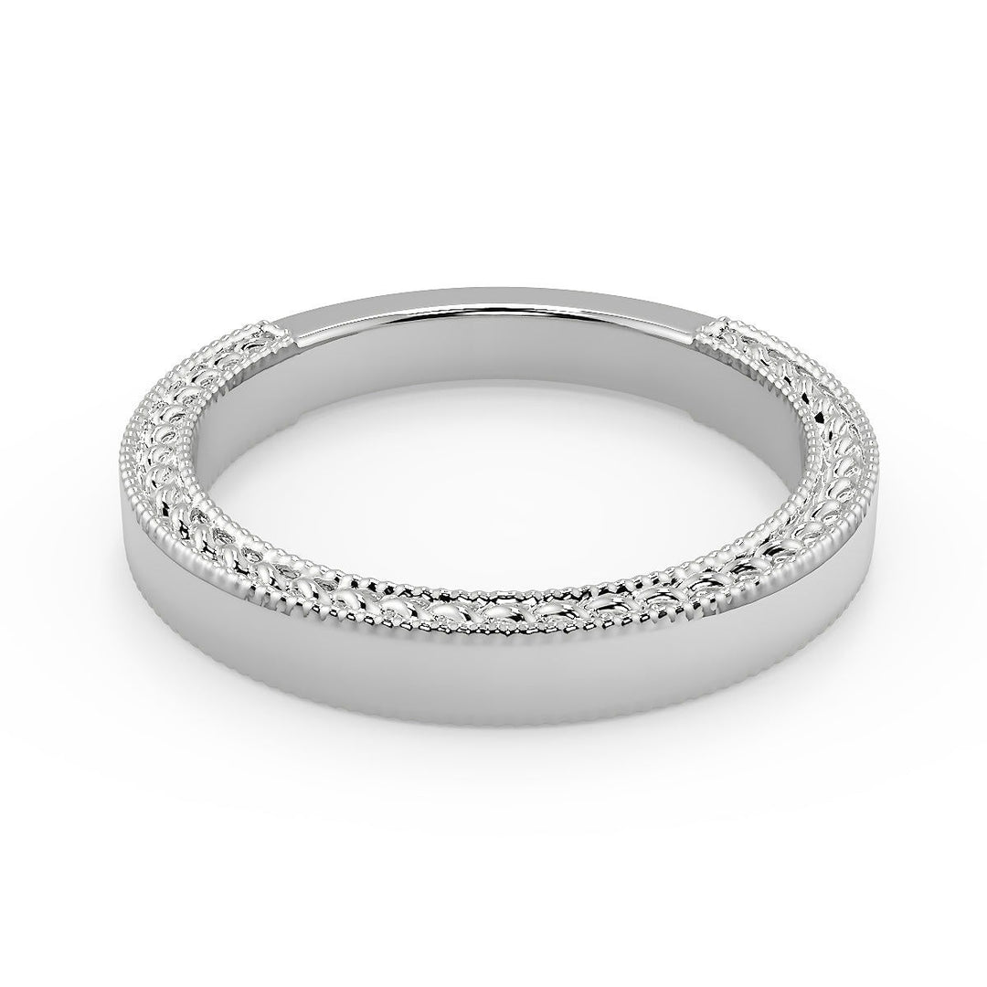 Karlee Hand Carved Milgrain Solitaire Cushion Cut Diamond Engagement Ring - Nivetta