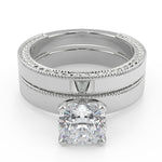 Load image into Gallery viewer, Karlee Hand Carved Milgrain Solitaire Cushion Cut Diamond Engagement Ring - Nivetta