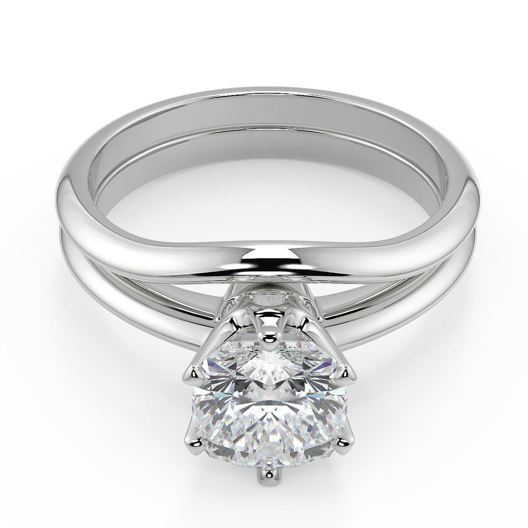 Karley 6 Prong Crown Cushion Cut Diamond Engagement Ring - Nivetta