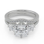 Load image into Gallery viewer, Kaylee 3 Stone French Pave Princess Cut Diamond Engagement Ring - Nivetta