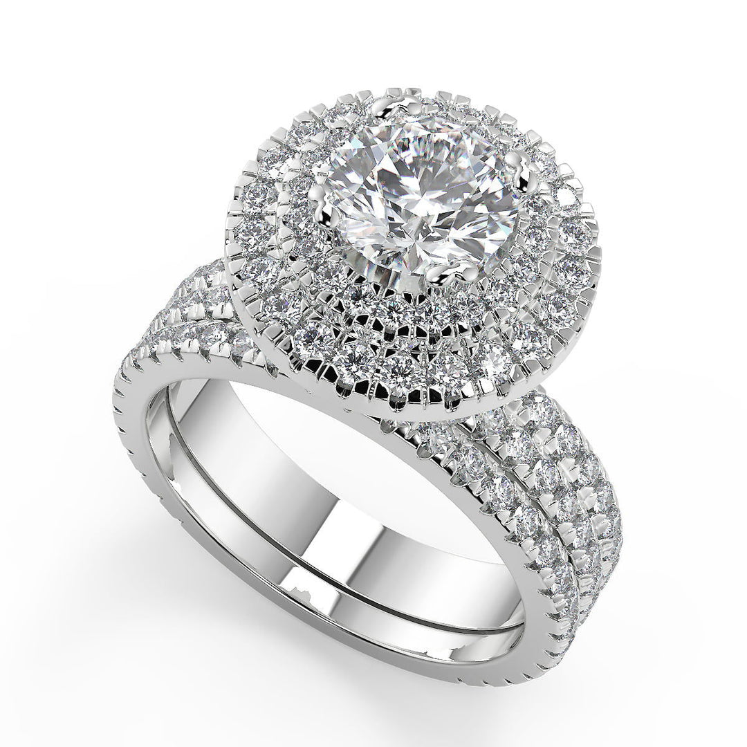 Kaylen Double Halo Pave Gala Round Cut Diamond Engagement Ring - Nivetta