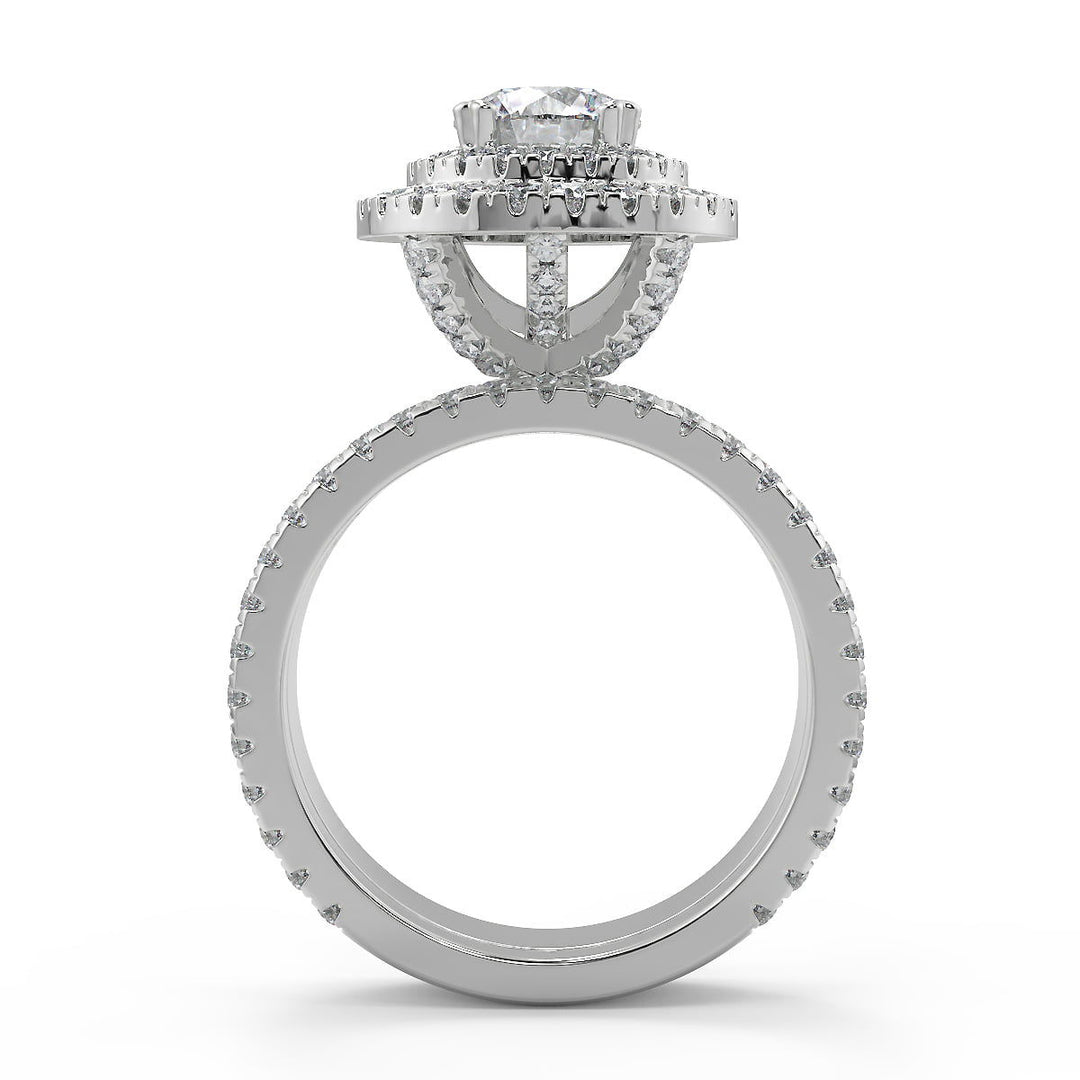 Kaylen Double Halo Pave Gala Round Cut Diamond Engagement Ring - Nivetta
