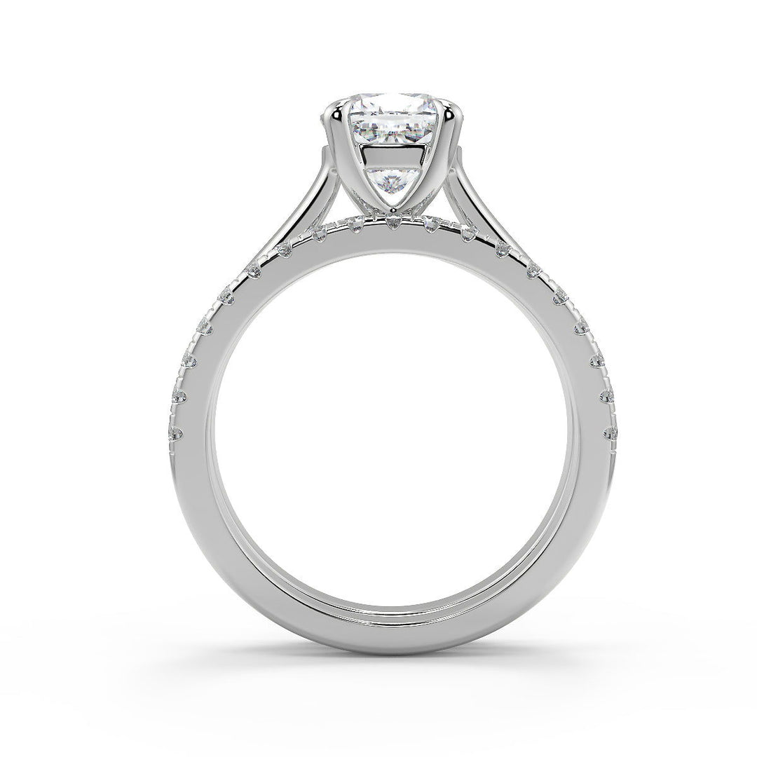 Kaylie Trellis 4 Prong Solitaire Cushion Cut Engagement Ring - Nivetta