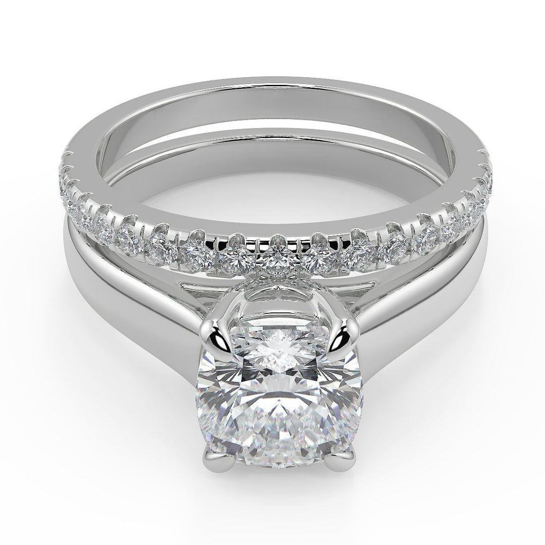 Kaylie Trellis 4 Prong Solitaire Cushion Cut Engagement Ring - Nivetta