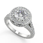 Load image into Gallery viewer, Kaylynn 3 Row Pave Round Cut Diamond Engagement Ring - Nivetta