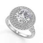 Load image into Gallery viewer, Kendall Double Halo Split Shank Pave Round Cut Diamond Ring - Nivetta