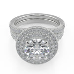 Load image into Gallery viewer, Kendall Double Halo Split Shank Pave Round Cut Diamond Ring - Nivetta