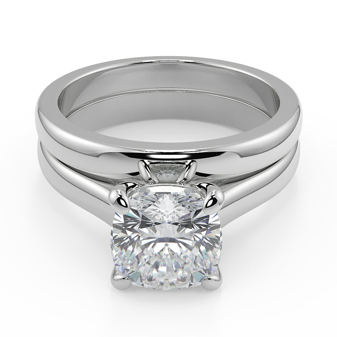 Kenya 4 Prong Basket Solitaire Cushion Cut Diamond Engagement Ring - Nivetta