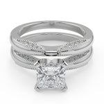 Load image into Gallery viewer, Khloe Milgrain 4 Prong Princess Cut Diamond Engagement Ring - Nivetta