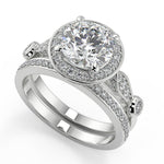 Load image into Gallery viewer, Kianna Halo Pave Set Round Cut Diamond Engagement Ring - Nivetta