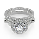 Load image into Gallery viewer, Kianna Halo Pave Set Round Cut Diamond Engagement Ring - Nivetta