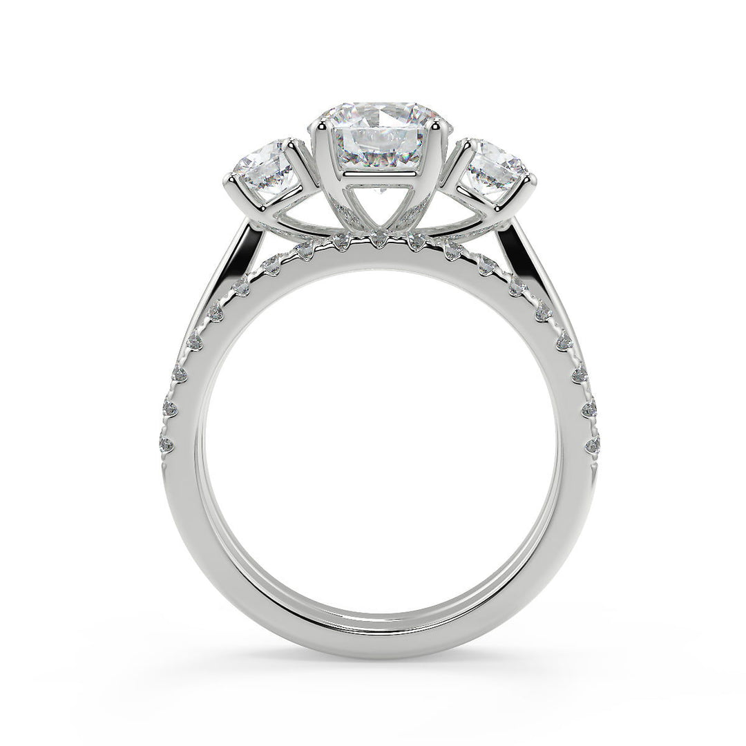 Kristin 3 Stone Solitaire Round Cut Diamond Engagement Ring - Nivetta