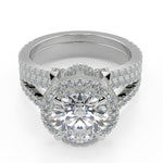 Load image into Gallery viewer, Kylie Halo Pave Split Shank Round Cut Diamond Engagement Ring - Nivetta