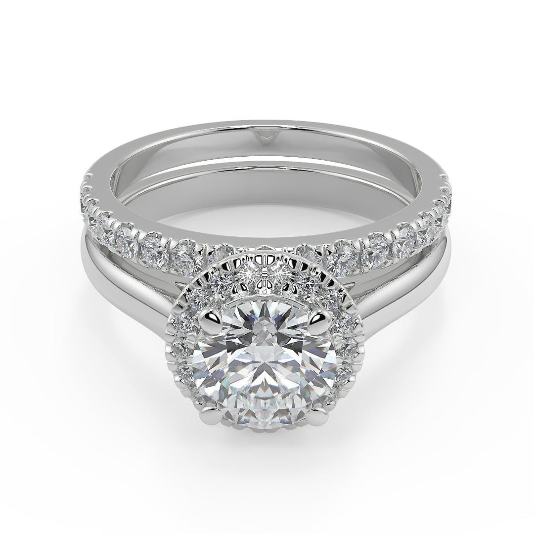 Lara Halo 4 Prong Round Cut Diamond Engagement Ring - Nivetta