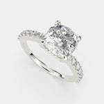 Load image into Gallery viewer, Lavinia Cushion Cut Side Stone 4 Prong Engagement Ring Setting - Nivetta