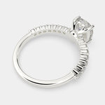 Load image into Gallery viewer, Lavinia Cushion Cut Side Stone 4 Prong Engagement Ring Setting - Nivetta