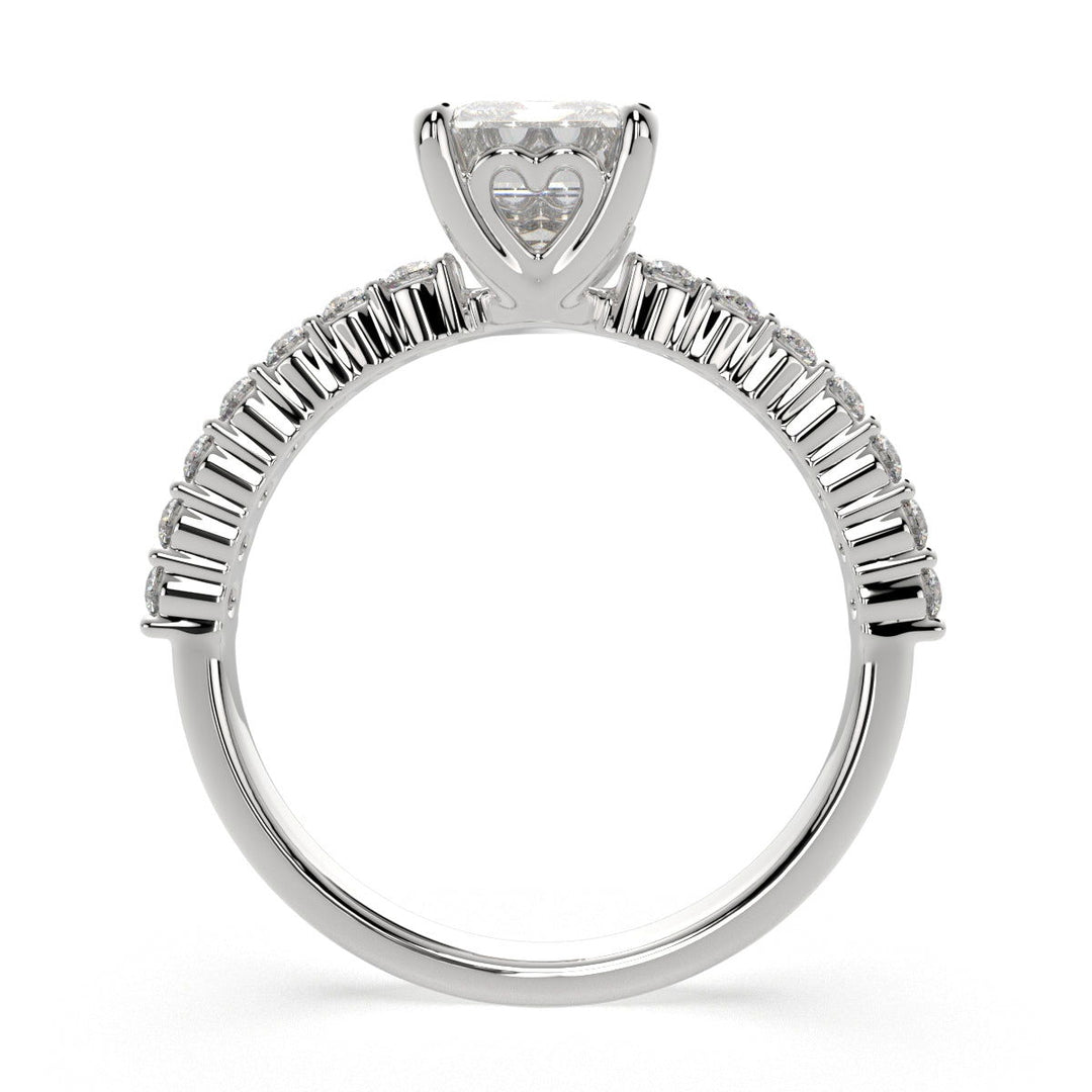 Lavinia Emerald Cut Side Stone 4 Prong Engagement Ring Setting - Nivetta