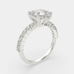 Load image into Gallery viewer, Lavinia Emerald Cut Side Stone 4 Prong Engagement Ring Setting - Nivetta