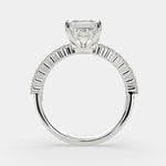 Load image into Gallery viewer, Lavinia Emerald Cut Side Stone 4 Prong Engagement Ring Setting - Nivetta