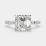Load image into Gallery viewer, Lavinia Emerald Cut Side Stone 4 Prong Engagement Ring Setting - Nivetta
