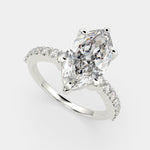 Load image into Gallery viewer, Lavinia Marquise Cut Side Stone 4 Prong Engagement Ring Setting - Nivetta