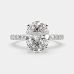 Load image into Gallery viewer, Lavinia Oval Cut Side Stone 4 Prong Engagement Ring Setting - Nivetta
