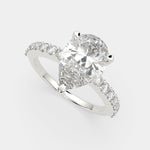 Load image into Gallery viewer, Lavinia Pear Cut Side Stone 4 Prong Engagement Ring Setting - Nivetta