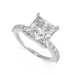 Load image into Gallery viewer, Lavinia Princess Cut Side Stone 4 Prong Engagement Ring Setting - Nivetta