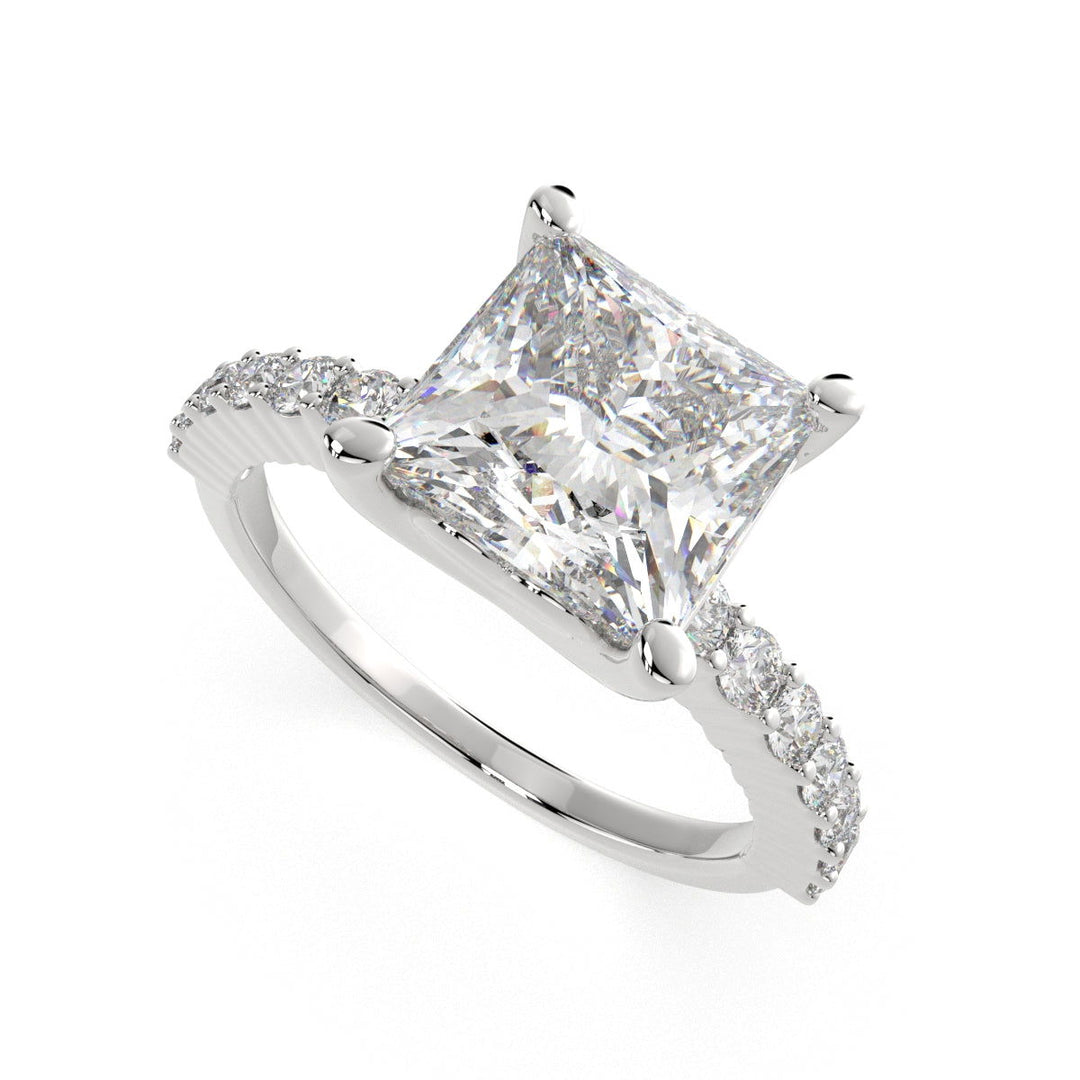 Lavinia Princess Cut Side Stone 4 Prong Engagement Ring Setting - Nivetta