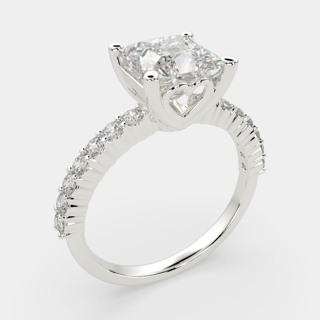 Lavinia Princess Cut Side Stone 4 Prong Engagement Ring Setting - Nivetta