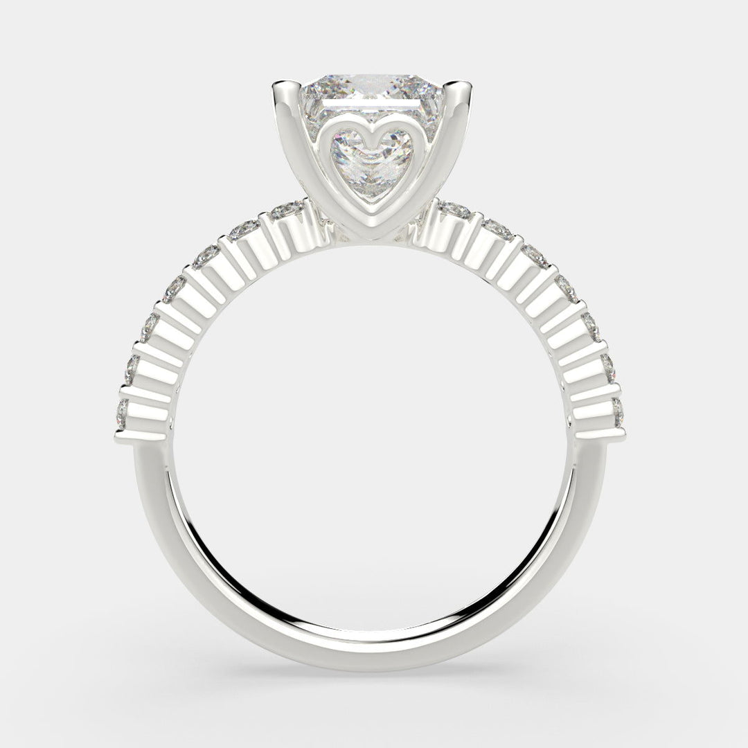 Lavinia Princess Cut Side Stone 4 Prong Engagement Ring Setting - Nivetta