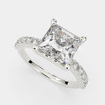 Load image into Gallery viewer, Lavinia Princess Cut Side Stone 4 Prong Engagement Ring Setting - Nivetta