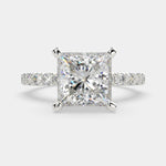 Load image into Gallery viewer, Lavinia Princess Cut Side Stone 4 Prong Engagement Ring Setting - Nivetta