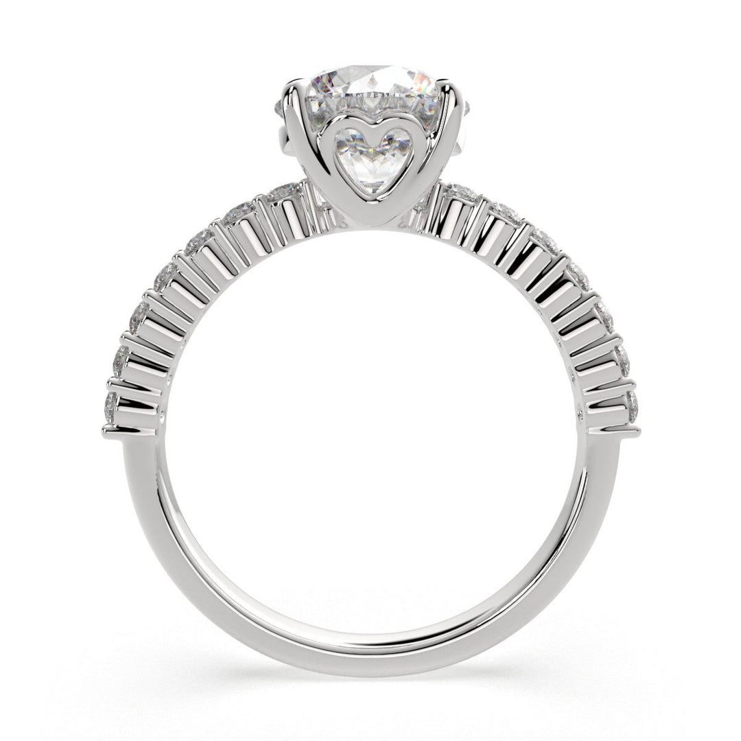 Lavinia Round Cut Side Stone 4 Prong Engagement Ring Setting - Nivetta