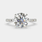 Load image into Gallery viewer, Lavinia Round Cut Side Stone 4 Prong Engagement Ring Setting - Nivetta