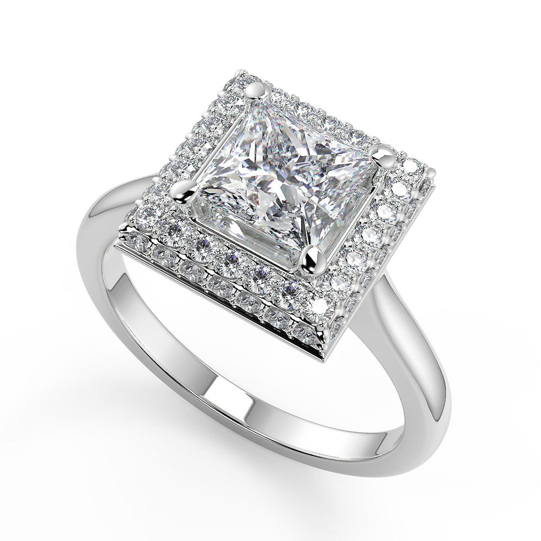 Lillianna Micro Pave Halo Princess Cut Diamond Engagement Ring - Nivetta