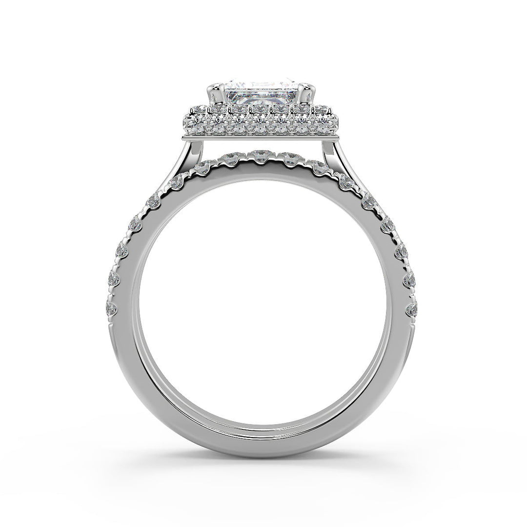 Lillianna Micro Pave Halo Princess Cut Diamond Engagement Ring - Nivetta