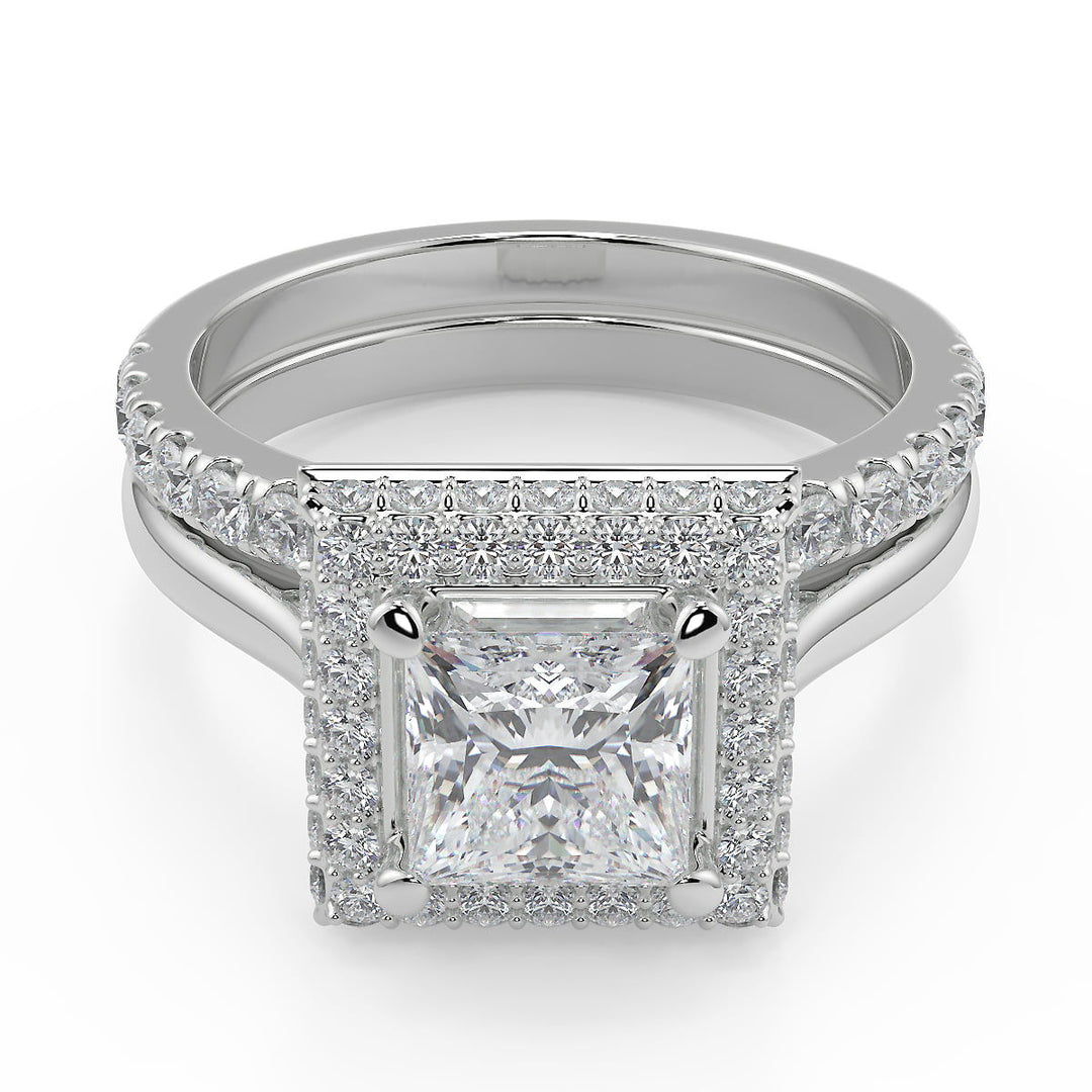 Lillianna Micro Pave Halo Princess Cut Diamond Engagement Ring - Nivetta