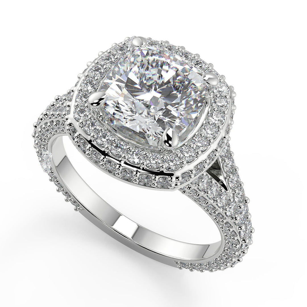 Lizeth 3 Row Pave Cushion Cut Diamond Engagement Ring - Nivetta