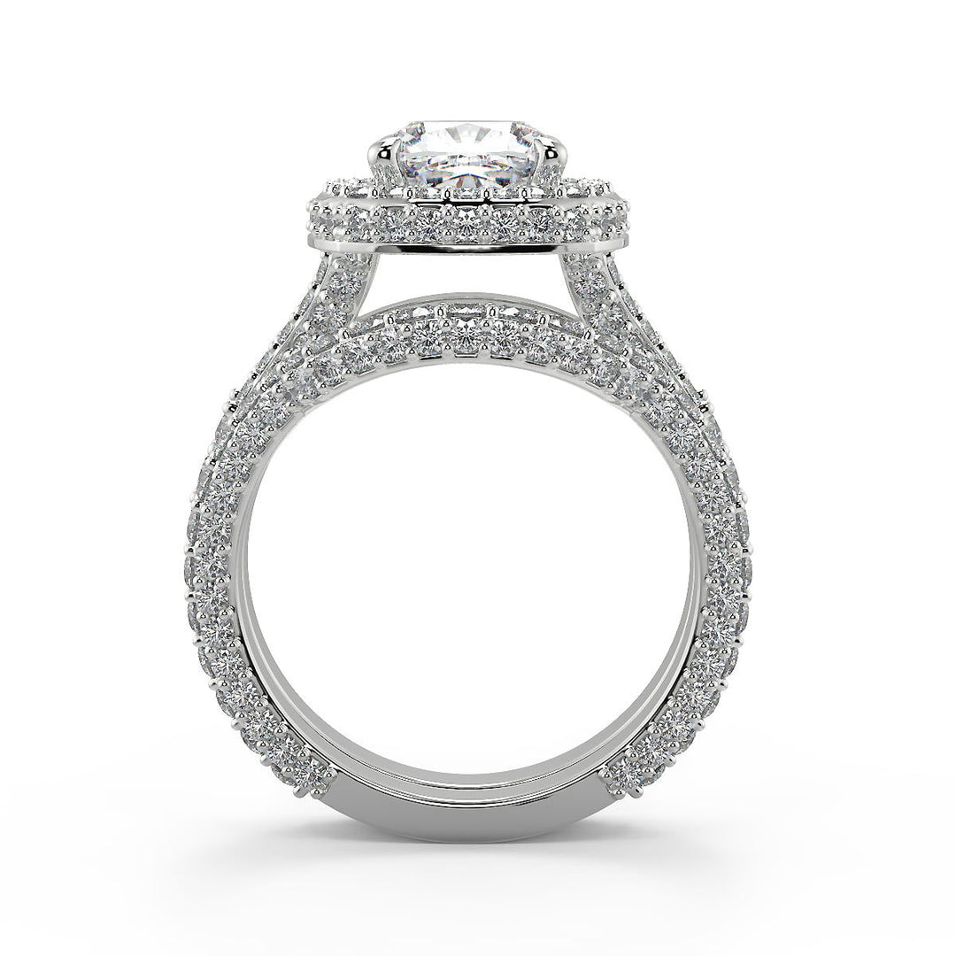 Lizeth 3 Row Pave Cushion Cut Diamond Engagement Ring - Nivetta