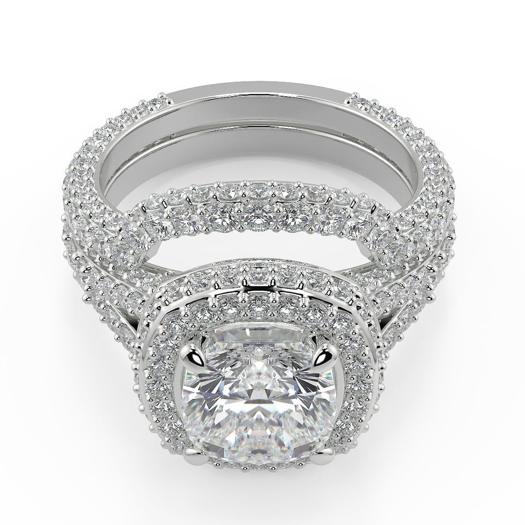 Lizeth 3 Row Pave Cushion Cut Diamond Engagement Ring - Nivetta