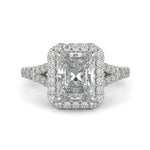 Load image into Gallery viewer, Luciana Radiant Cut Halo Split Shank Claw Set Engagement Ring - Nivetta
