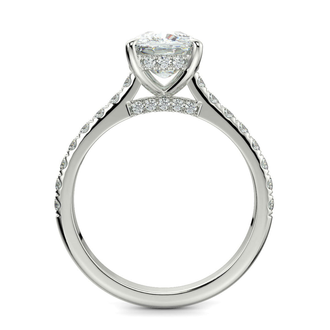 Madeline Cushion Cut Pave Hidden Halo 4 Prong Claw Set Engagement Ring Setting - Nivetta
