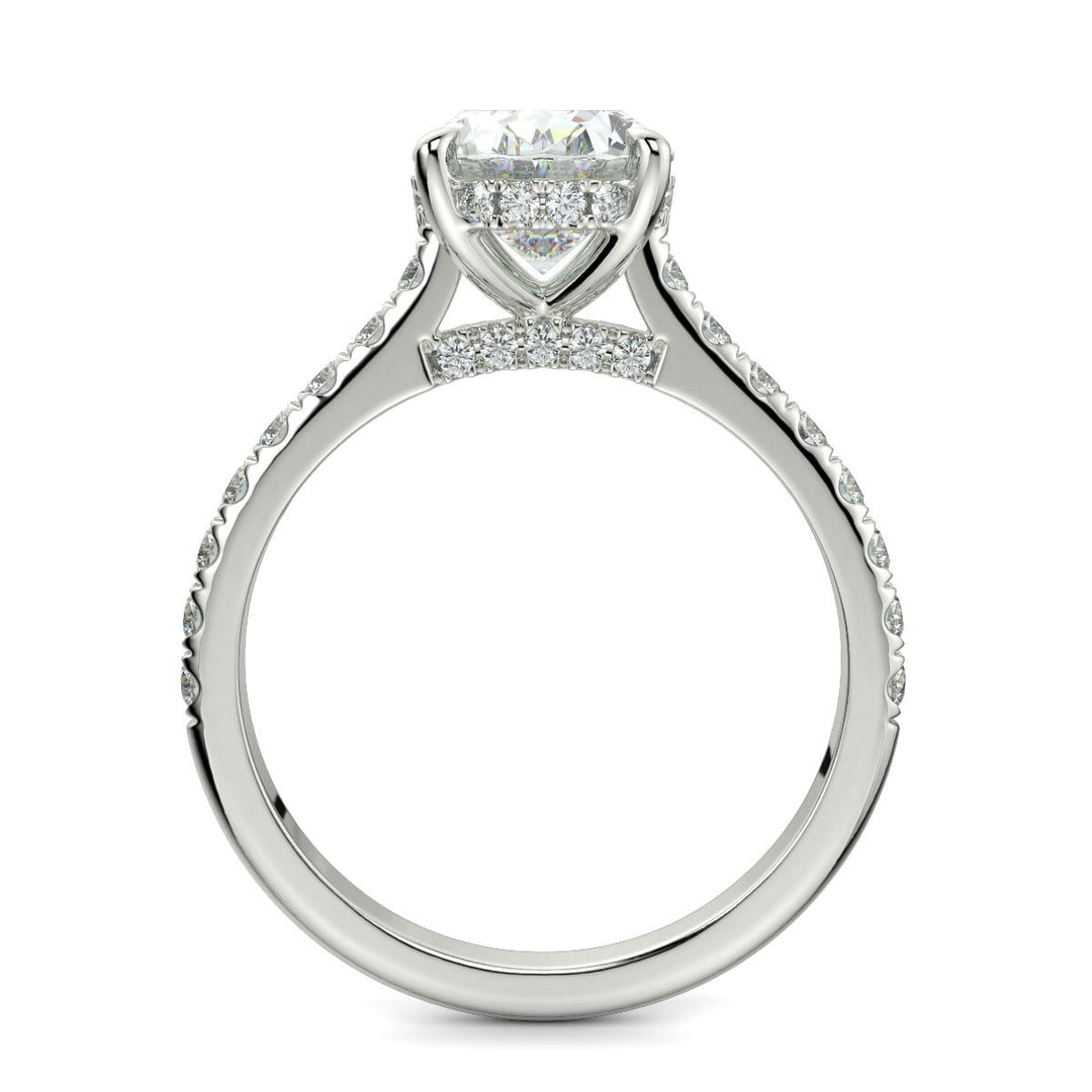 Madeline Oval Cut Pave Hidden Halo 4 Prong Claw Set Engagement Ring Setting - Nivetta