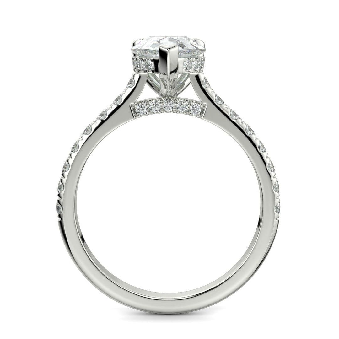 Madeline Pear Cut Pave Hidden Halo 4 Prong Claw Set Engagement Ring Setting - Nivetta