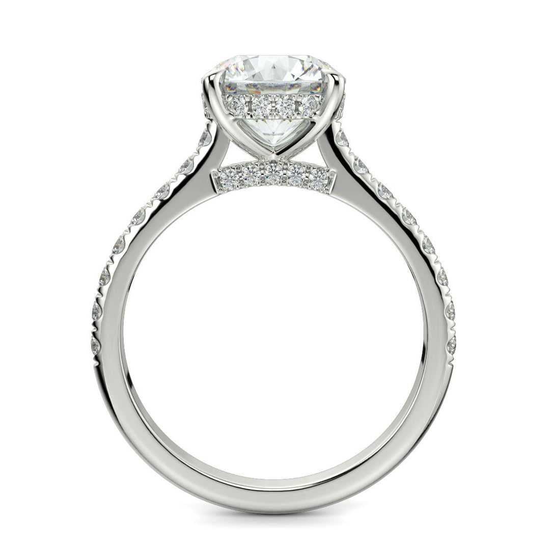Madeline Round Cut Pave Hidden Halo 4 Prong Claw Set Engagement Ring Setting - Nivetta